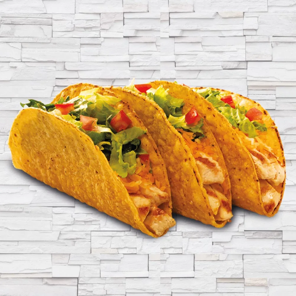 Three crunchy tacos